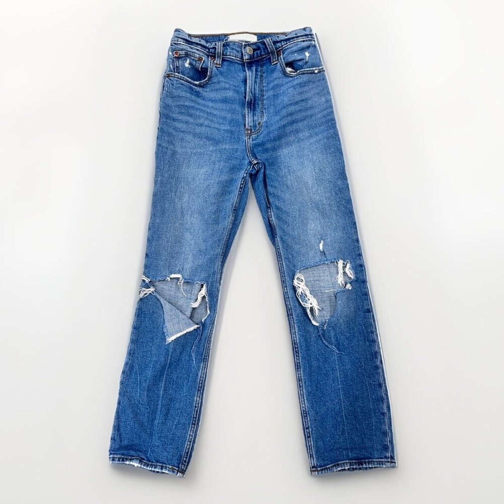 Abercrombie & Fitch Jeans Womens 25/0s Distressed Ankle Straight Ultra Hi-Rise